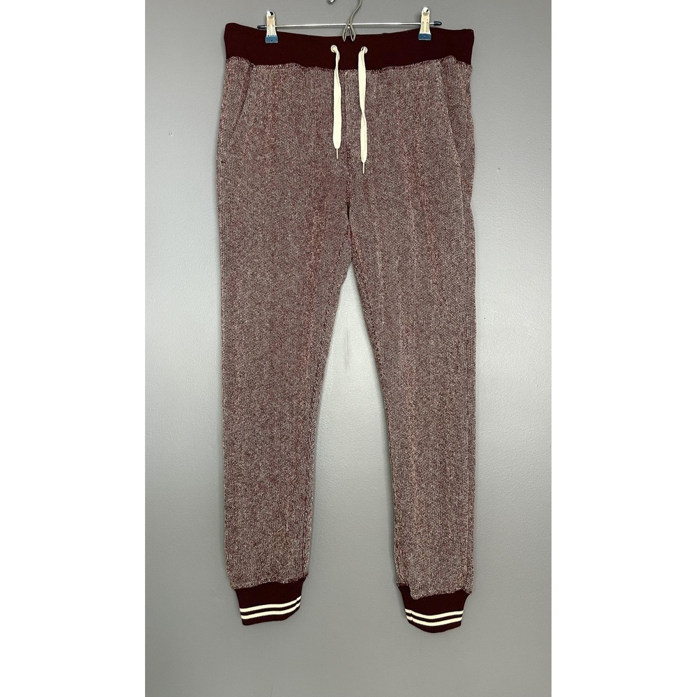 Frank And Oak Knit Jogger Sweatpants Mens XL Red Flecked Soft Drawstring Cuffed